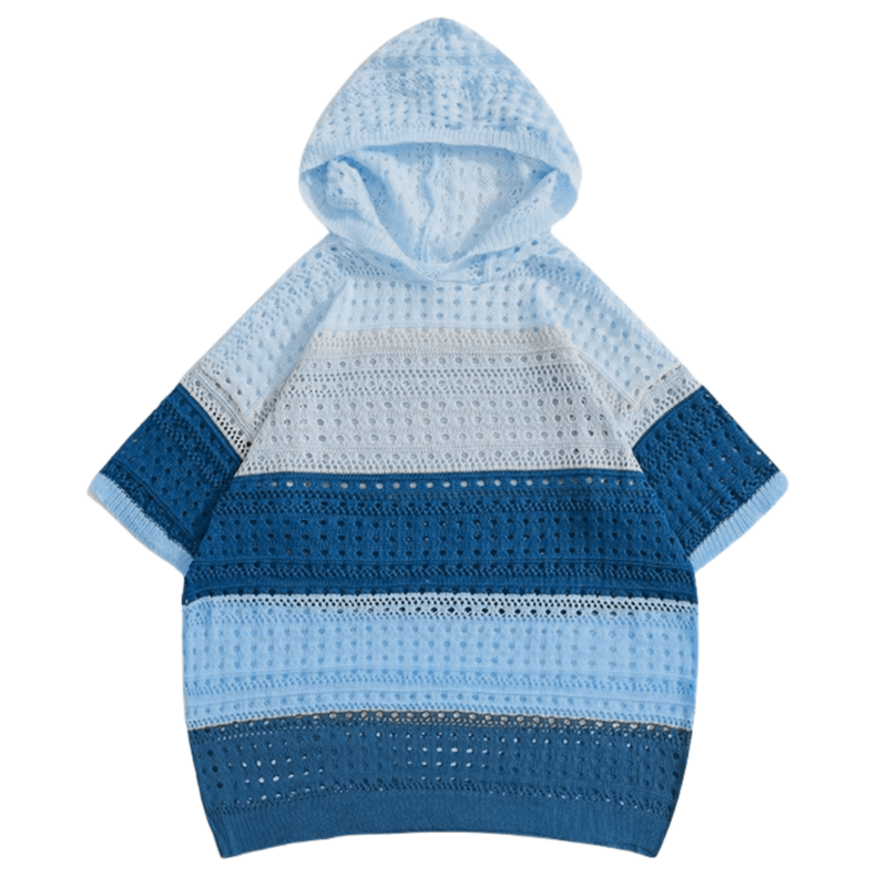 Cutout Color-Block Striped Hoodie