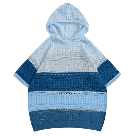 Cutout Color-Block Striped Hoodie