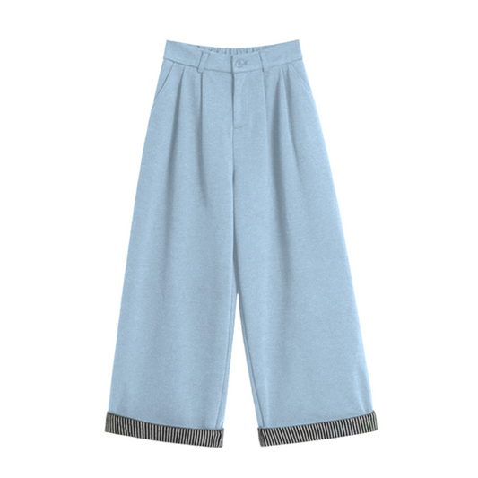 Vintage Rolled-Hem Loose Straight-Leg Wide-Leg Sweatpants